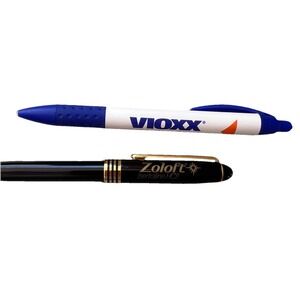 Pharmaceutical Promo Pen Lot Heavy Metal Pfizer Zoloft Pen Drug Rep & Vioxx Pen